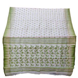 Dhakai Jamdani (White & Green)