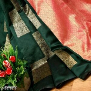 Silk with Block Print (Deep Green)