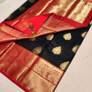 Silk With Kanjeevaram Work Pattern (Black)