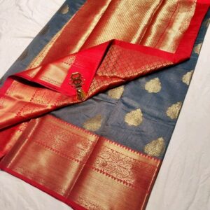 Silk With Kanjeevaram Work Pattern (Slate)