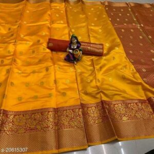 Silk With Kanjeevaram Work Pattern (Orange Peel)