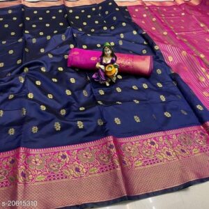 Silk With Kanjeevaram Work Pattern (Deep Koamaru)