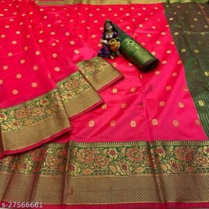 Silk With Kanjeevaram Work Pattern (Vivid pink)