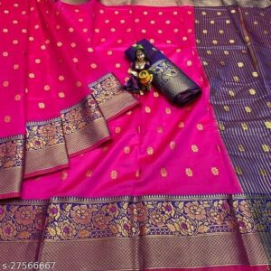 Silk With Kanjeevaram Work Pattern (Ruby)