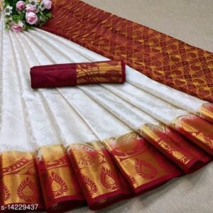 Silk With Zari Woven Border (White)