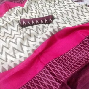 Khadi Cotton Silk (Pink & White)