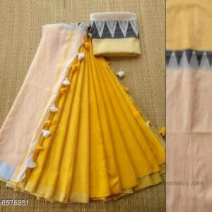 Soft Cotton with Temple border (Saffron)