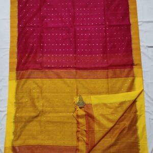 Handloom with Buti (Burgundy & Yellow)