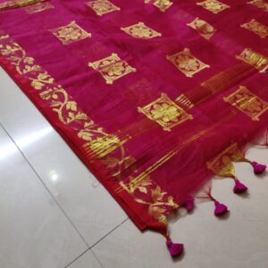 Handloom with Block Zari (Burgundy)